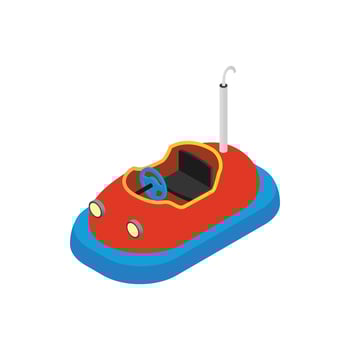 Bumper cars in amusement park isometric 3d icon vector