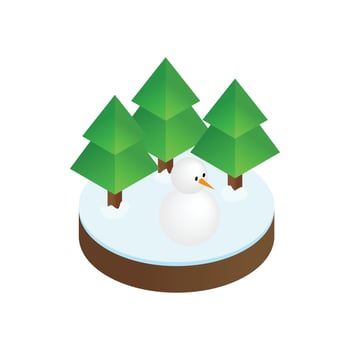 Firs in winter forest isometric 3d icon vector