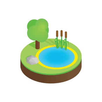 Pond in a summer forest isometric 3d icon vector