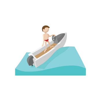 Racing boat cartoon icon vector
