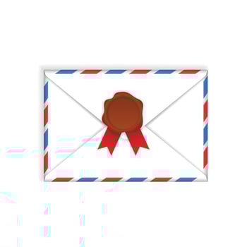 Envelope with wax seal flat icon vector