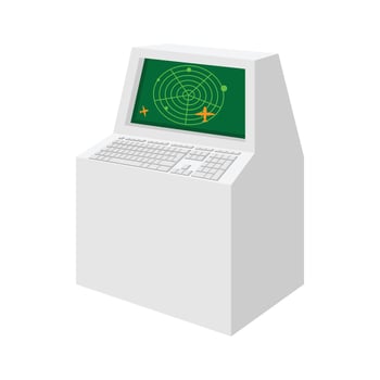 Airport air traffic control radar cartoon icon vector