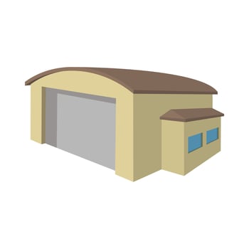 Industrial warehouse with roller door cartoon icon vector