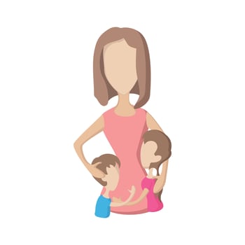 Mother and her kids cartoon icon vector