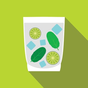 Caipirinha cocktail drink icon, flat style vector