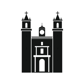 Cathedral in Valladolid, Mexico icon, simple style vector