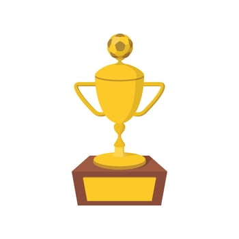 Golden Soccer Trophy icon, cartoon style vector