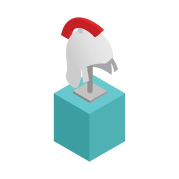 Metal helmet of the medieval knight icon vector