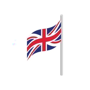 Great Britain flag with flagpole icon vector