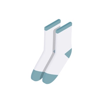 Pair of whiye socks icon, isometric 3d style vector