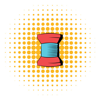 Spool of thread icon, comics style vector
