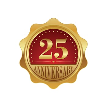 25 years anniversary golden label vector