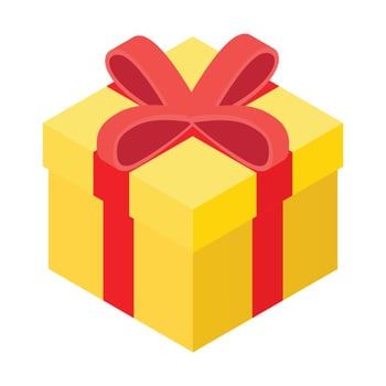Yellow present box isometric icon vector