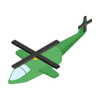Army helicopter isometric 3d icon vector