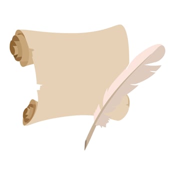 Scroll with pen cartoon icon vector