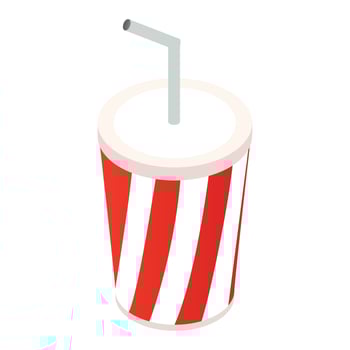 Paper cups with drink isometric 3d icon vector