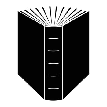 The end of open book black simple icon vector