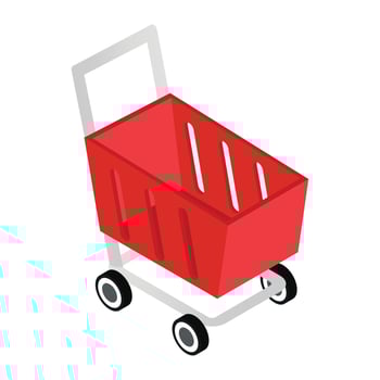 Red shopping cart isometric 3d icon vector