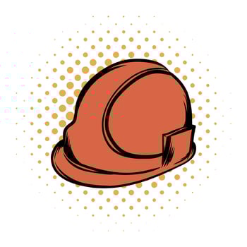 Orange safety helmet comics icon vector