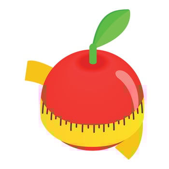 Red apple centimeter isometric 3d icon vector