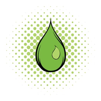 Green water drop comics icon vector