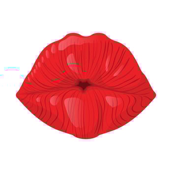 Red lips cartoon icon vector
