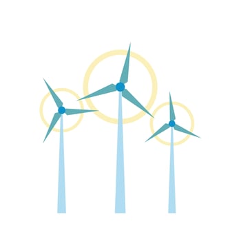 Wind turbine flat icon vector