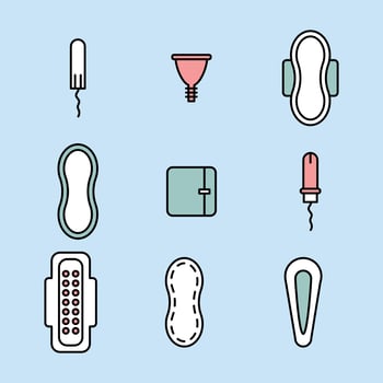 Feminine Outlined Icons vector