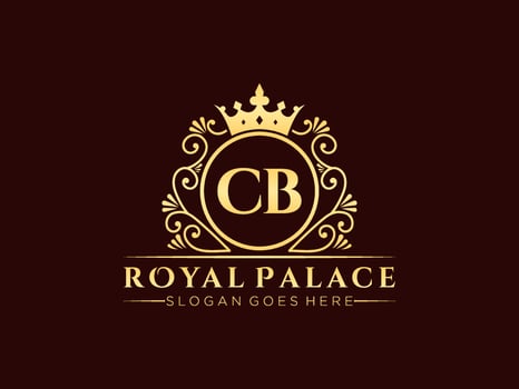 Letter CB Antique royal luxury victorian logo with ornamental frame. vector