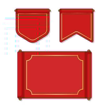 Red ancient chinese banner, Roll and hanging banner, chinese event scroll paper. vector
