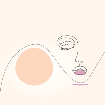 Aesthetic woman hand-drawn one line art drawing, outline illustration vector