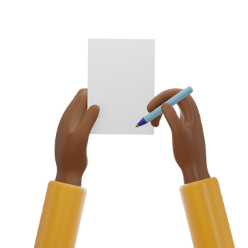 Hand Holding Pen and Paper Orange Sleeve png