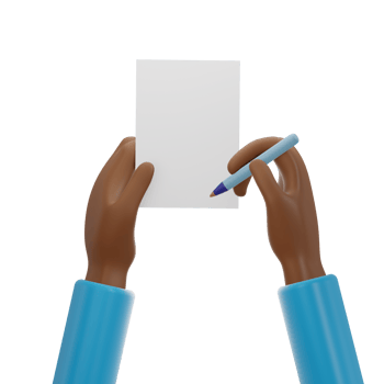 Hand Holding Pen and Paper Light Blue Sleeve png