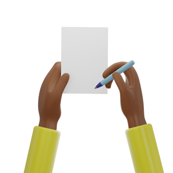 Hand Holding Pen and Paper Yellow Sleeve png