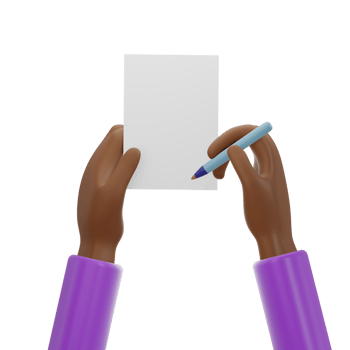 Hand Holding Pen and Paper Violet Sleeve png