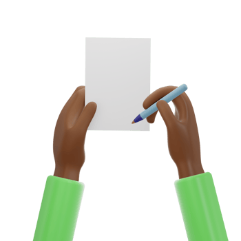 Hand Holding Pen and Paper Green Sleeve png
