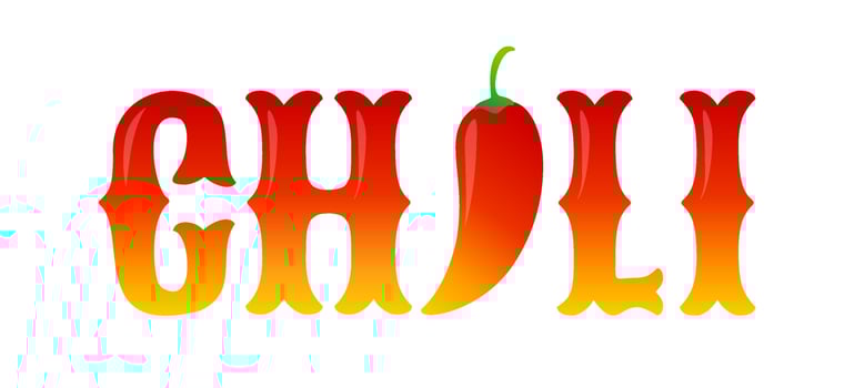 Vector typography with red chilli pepper. Spicy food