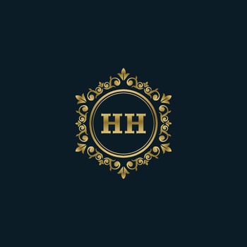 Letter HH logo with Luxury Gold template. Elegance logo vector template.