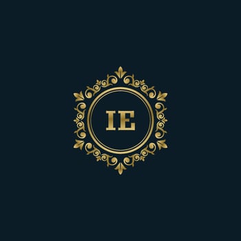 Letter IE logo with Luxury Gold template. Elegance logo vector template.