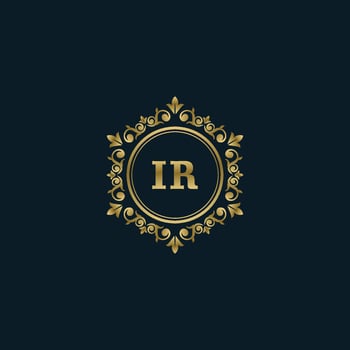 Letter IR logo with Luxury Gold template. Elegance logo vector template.
