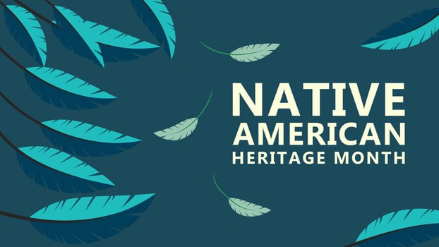 Native American Heritage Month. Background design with feather ornaments celebrating Native Indians in America. vector