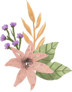 elegant peach and purple watercolor flower arrangement png