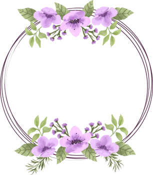 elegant purple watercolor flower wreath decoration png