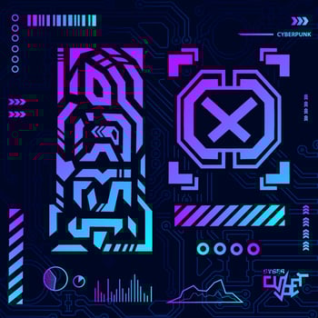Cyberpunk design with dark background. Abstract technology vector illustration.