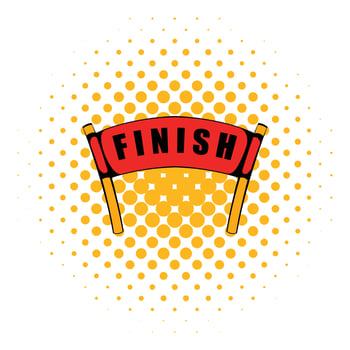 Red ribbon in finishing line icon, comics style vector