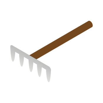 Garden rake icon, isometric 3d style vector