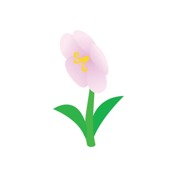 Pink flower icon, isometric 3d style vector