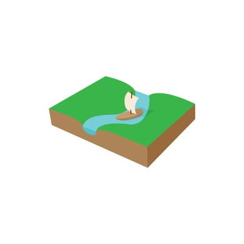 Floating boat icon, cartoon style vector