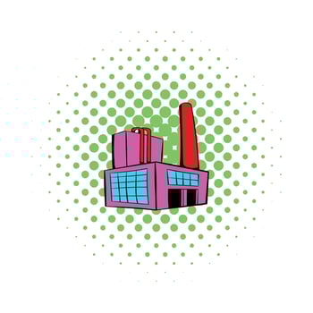 Factory building icon, comics style vector