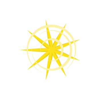 Gold nine pointed star icon in cartoon style vector